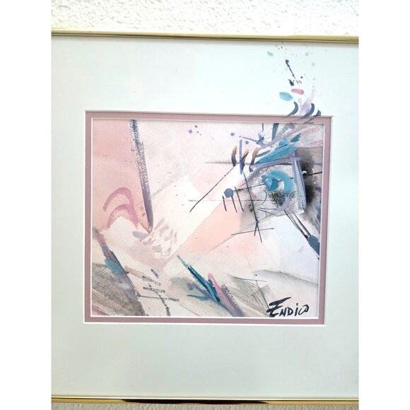 Mary Endico Original Abstract Watercolor Painting 16x15 Signed Gold Frame - Picture 2 of 10